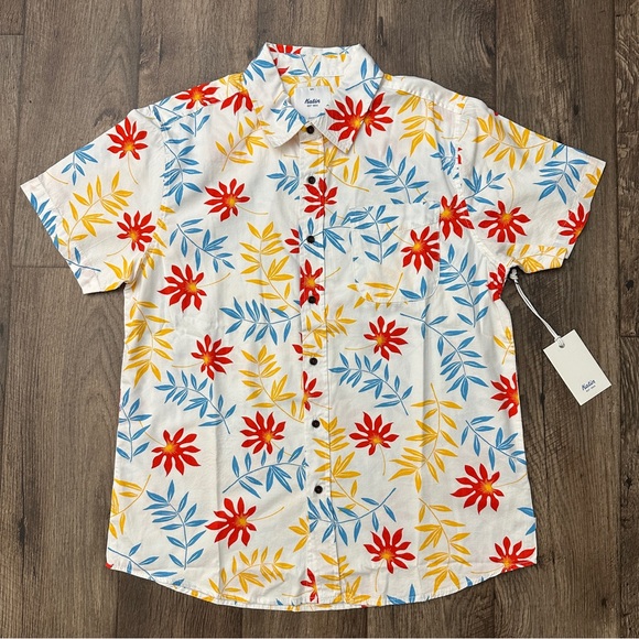 Katin Cotton Rayon Blend Short Sleeves Shirt Men’s Size M Floral Multicolour